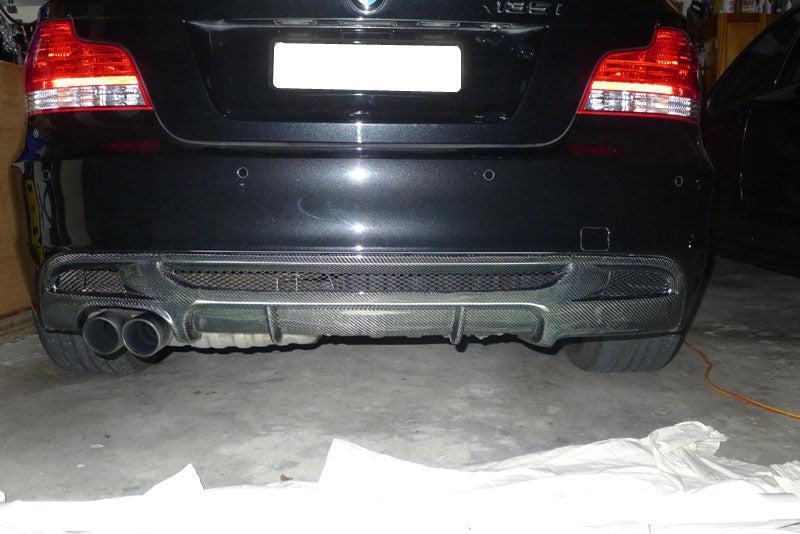 MP Style Carbon Fibre Rear Diffuser Twin Exhaust for BMW E82 E88 1 Series 04-13-Carbon Factory