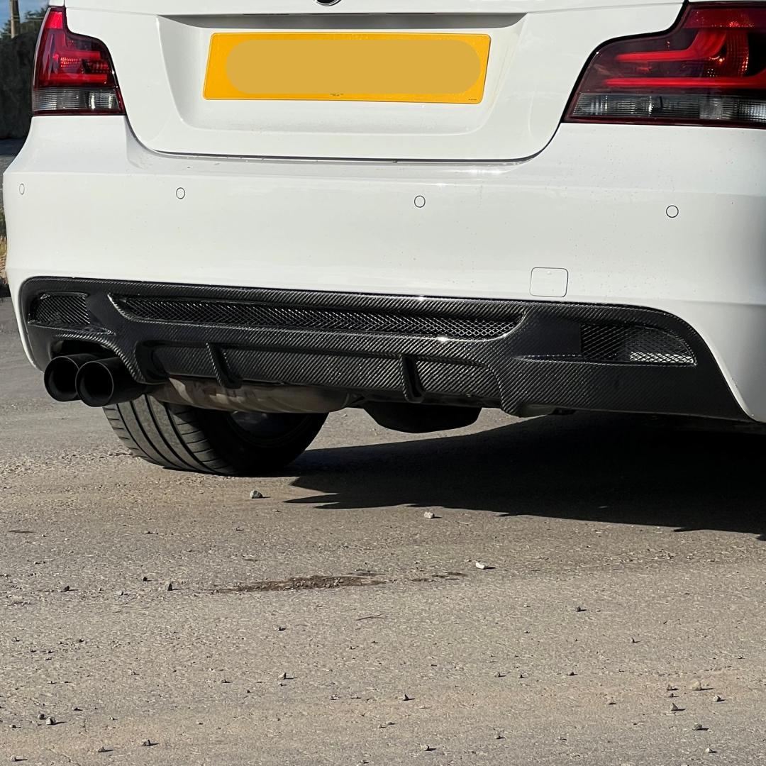 MP Style Carbon Fibre Rear Diffuser Twin Exhaust for BMW E82 E88 1 Series 04-13-Carbon Factory
