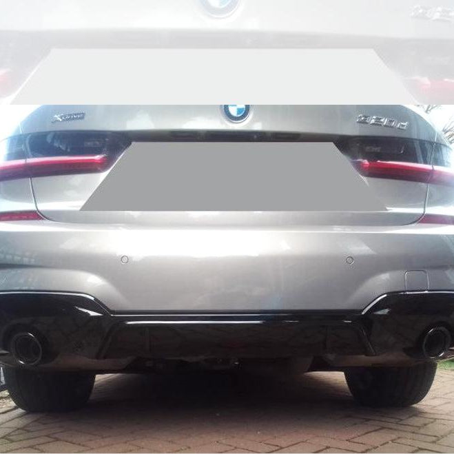 MP Style Gloss Black Rear Diffuser Dual Exhaust for BMW 3 Series G20 G21 Pre-LCI 19-22 - Carbon Factory