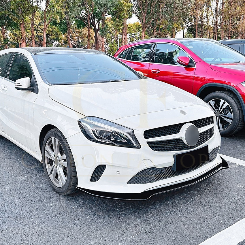 AMG Style Gloss Black Front Splitter for Mercedes Benz W176 A Class 16-18 - Carbon Factory