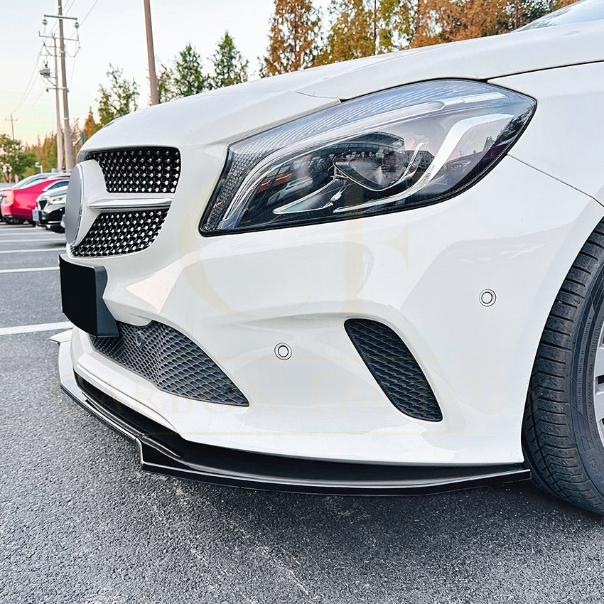 AMG Style Gloss Black Front Splitter for Mercedes Benz W176 A Class 16-18 - Carbon Factory