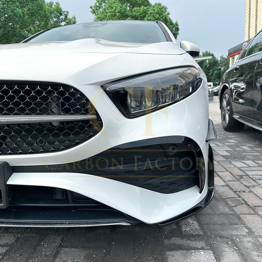 Gloss Black Front Canards Set (4 pcs) for Mercedes Benz W177 A Class AMG & A35 23-25 - Carbon Factory