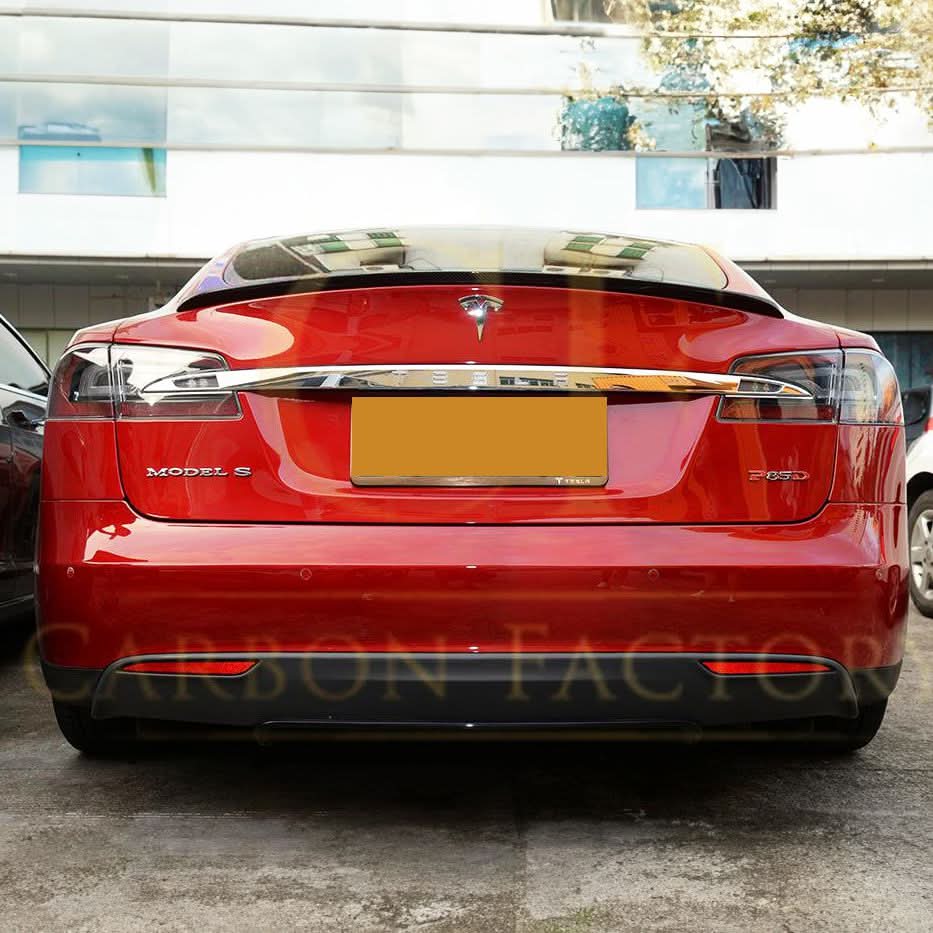 P Style Carbon Fibre Boot Spoiler for Tesla Model S 13-Present - Carbon Factory