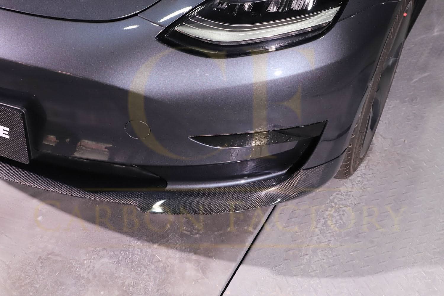 P Style Carbon Fibre Front Splitter for Tesla Model 3 16-23 - Carbon Factory