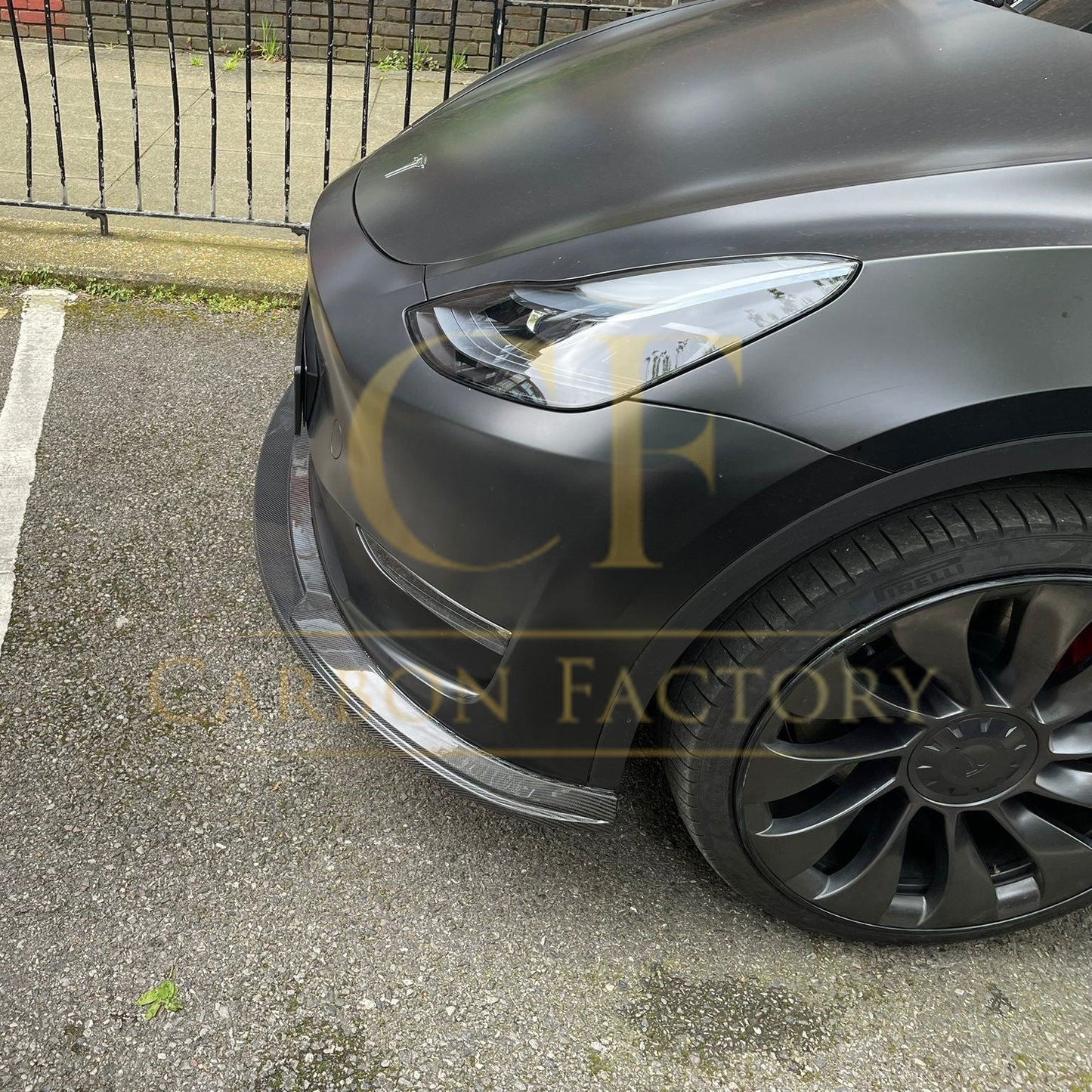 P Style Carbon Fibre Front Splitter for Tesla Model Y 19-23 - Carbon Factory