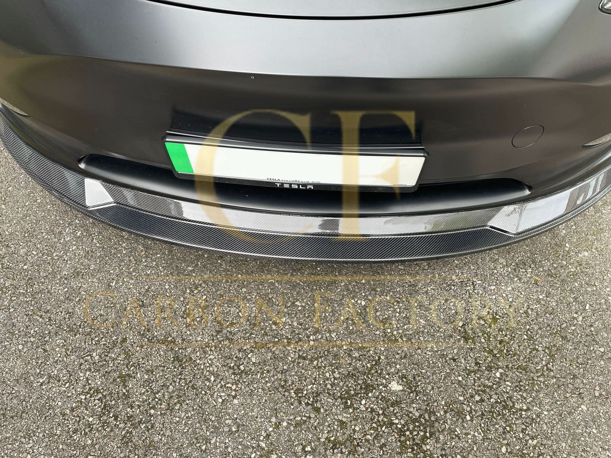 P Style Carbon Fibre Front Splitter for Tesla Model Y 19-23 - Carbon Factory
