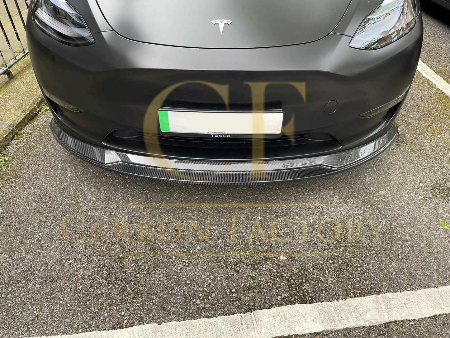 P Style Carbon Fibre Front Splitter for Tesla Model Y 19-23 - Carbon Factory