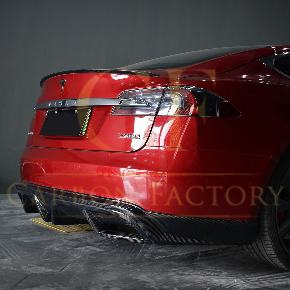 P Style Carbon Fibre Rear Diffuser for Tesla Model S P85 14-15 - Carbon Factory