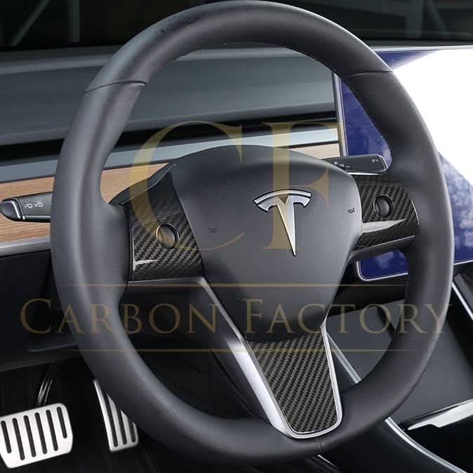 Pre-Preg Carbon Fibre Steering Wheel Trims for Tesla Model 3 & Model Y 17-23 - Carbon Factory