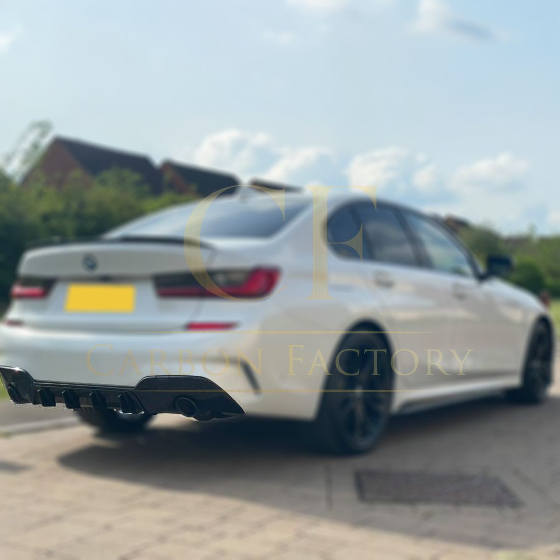 RK Style Gloss Black Rear Diffuser Dual Exhaust for BMW 3 Series G20 G21 Pre-LCI 19-22-Carbon Factory