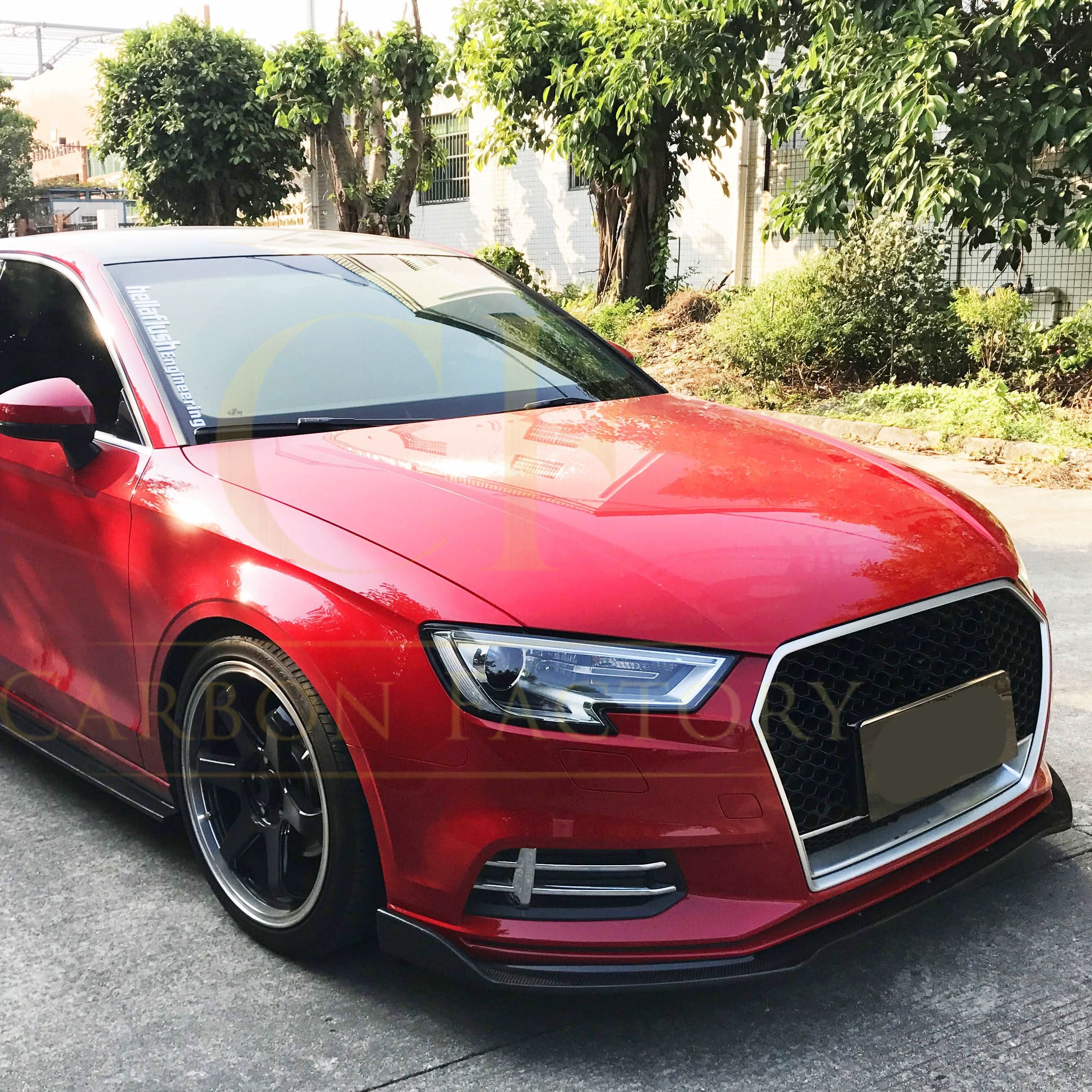 RS Style Carbon Fibre Front Splitter for Audi A3 Saloon Non S Line 16-19 - Carbon Factory