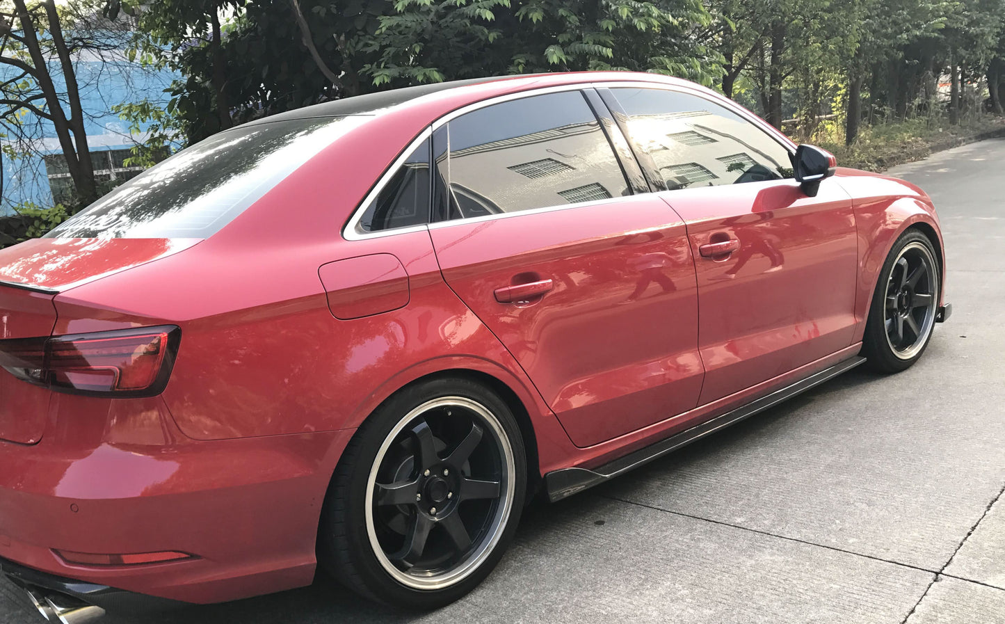 RS Style Carbon Fibre Side Skirts for Audi A3 Saloon (Non S Line) 16-19 - Carbon Factory