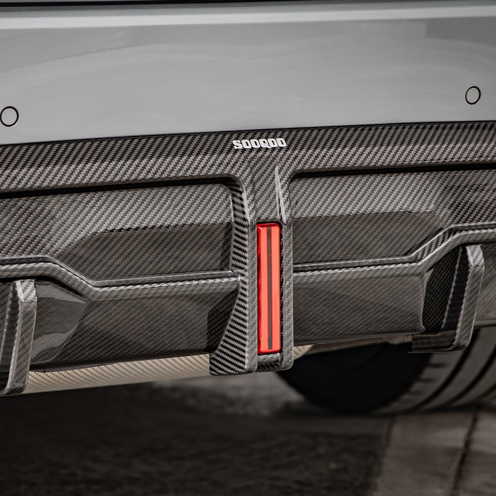 SQ Style with LED Pre-Preg Carbon Fibre Rear Diffuser for BMW 2 Series G42 Coupe 21-Present - Carbon Factory