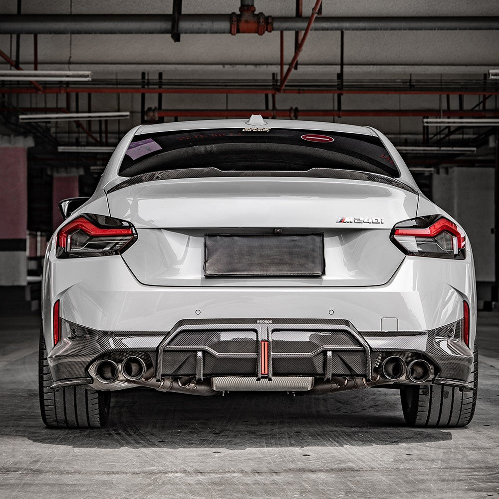 SQ Style with LED Pre-Preg Carbon Fibre Rear Diffuser for BMW 2 Series G42 Coupe 21-Present - Carbon Factory