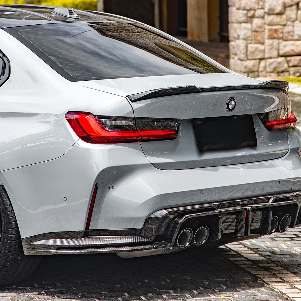 SQA-LED Style 3 Pieces Pre-Preg Carbon Fibre Rear Diffuser for BMW G80 G81 M3 G82 G83 M4 21-Present - Carbon Factory