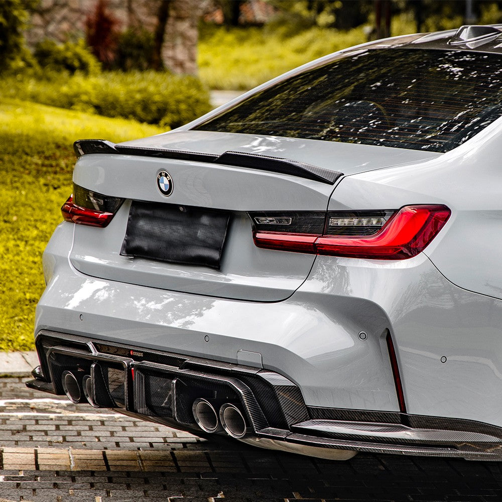 SQA-LED Style 3 Pieces Pre-Preg Carbon Fibre Rear Diffuser for BMW G80 G81 M3 G82 G83 M4 21-Present - Carbon Factory