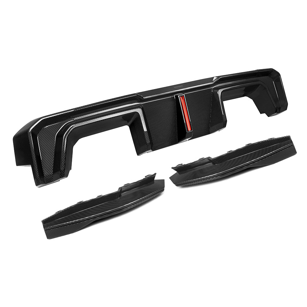 SQB LED Style 3 Pieces Pre-Preg Carbon Fibre Rear Diffuser for BMW G80 G81 M3 G82 G83 M4 21-Present - Carbon Factory