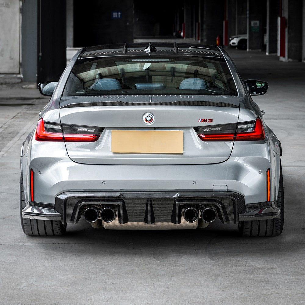SQ-B Style 3 Pieces Pre-Preg Carbon Fibre Rear Diffuser for BMW G80 G81 M3 G82 G83 M4 21-Present - Carbon Factory