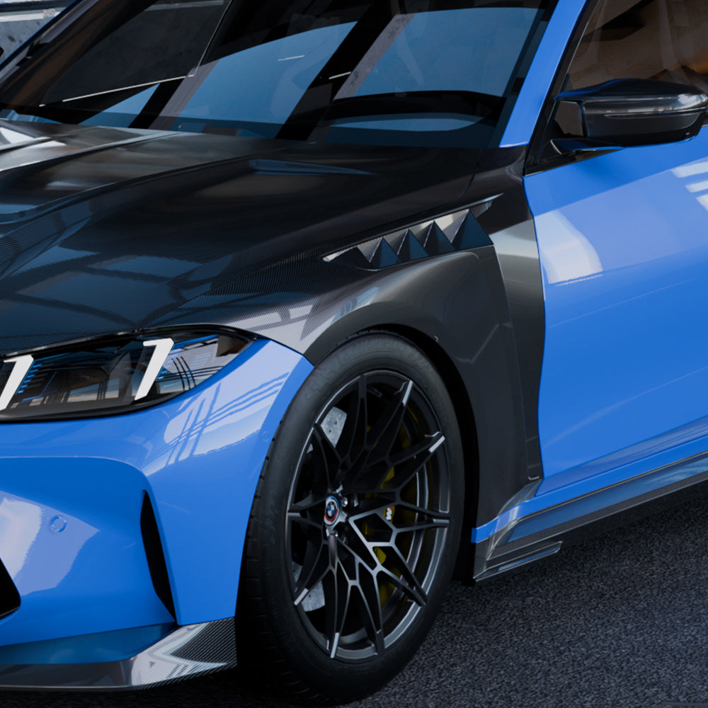 V Style Pre-Preg Carbon Fibre Side Fenders for BMW G80 G81 M3 21-25 - Carbon Factory
