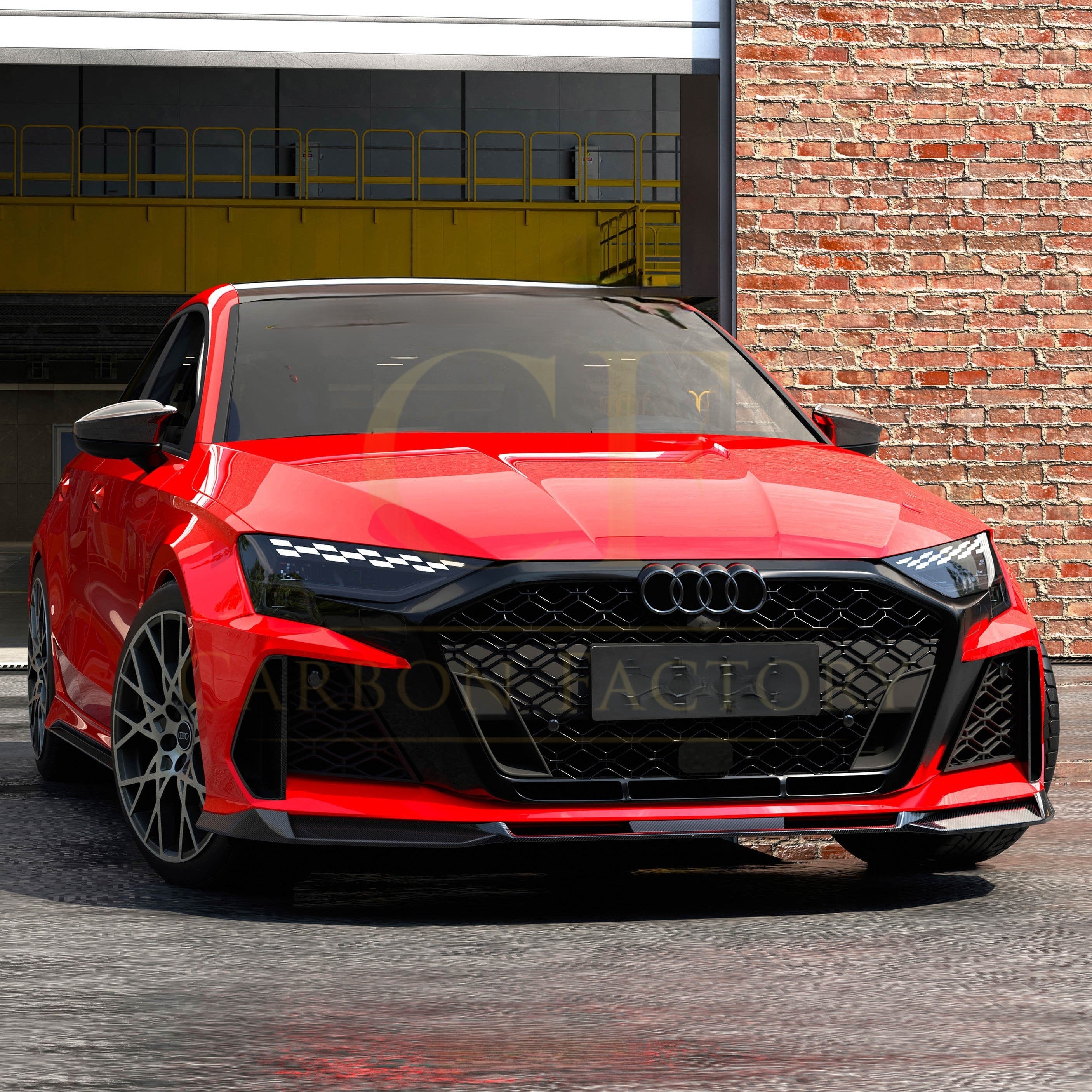 SQ-V2 Style Pre-preg Carbon Fiber Front Splitter for Audi RS3 8Y 24-26 - Carbon Factory