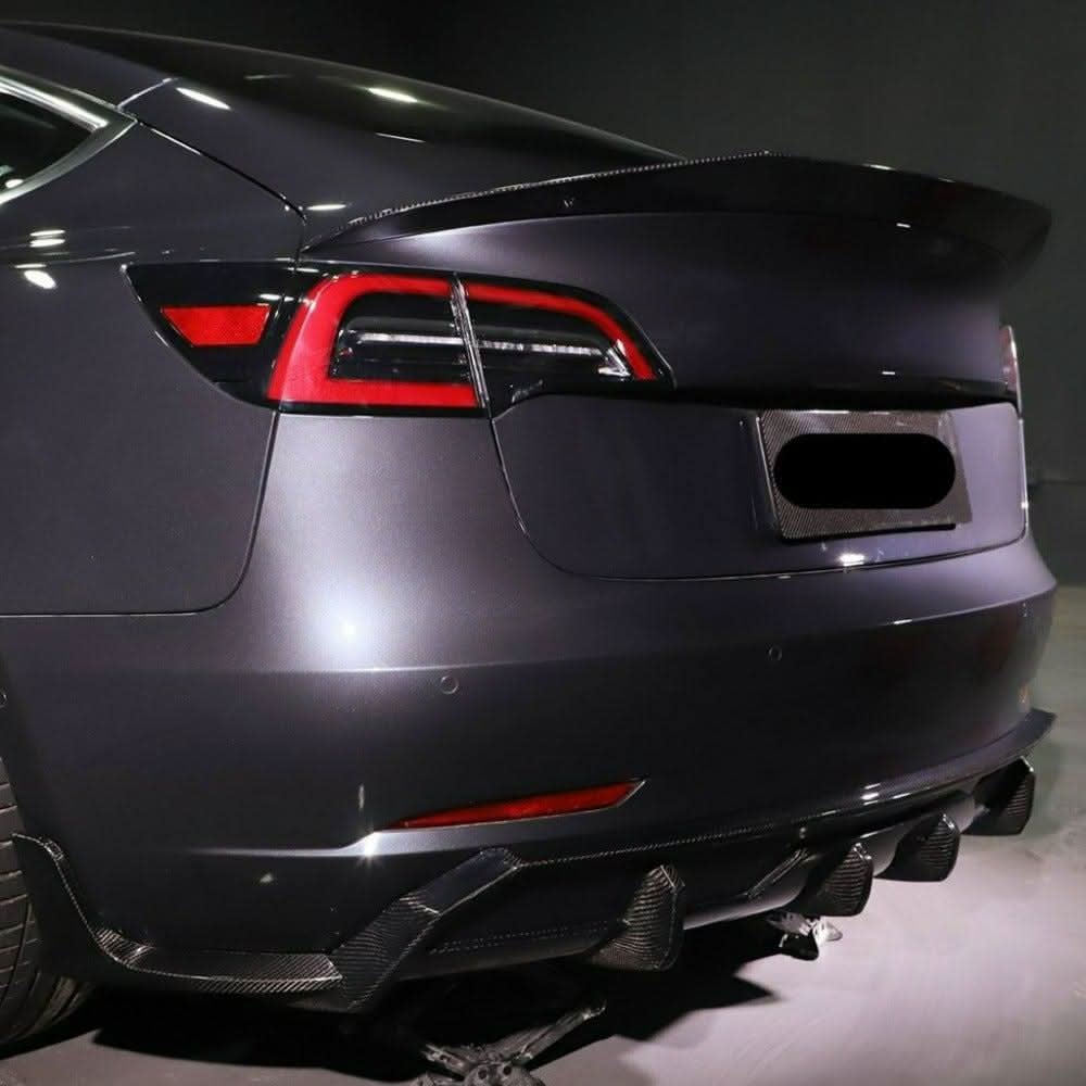 V Style Carbon Fibre 3 Pieces Rear Diffuser for Tesla Model 3 16-23 - Carbon Factory