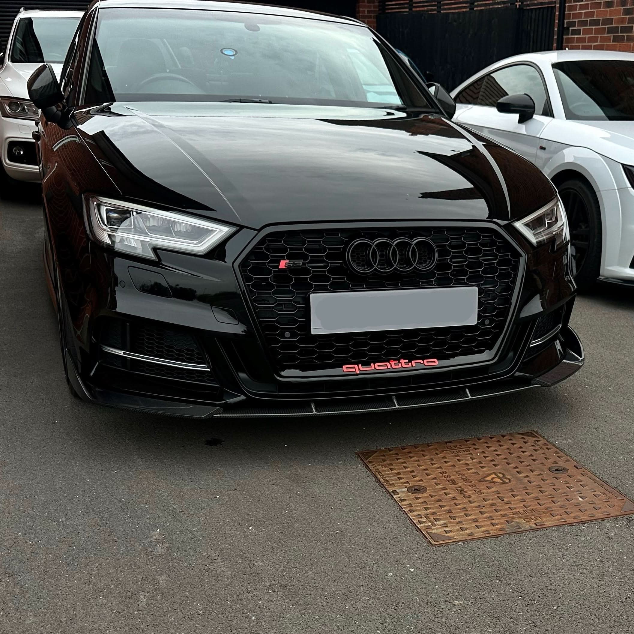 V Style Carbon Fibre Front Splitter for Audi A3 Saloon S Line & S3 16-19 - Carbon Factory