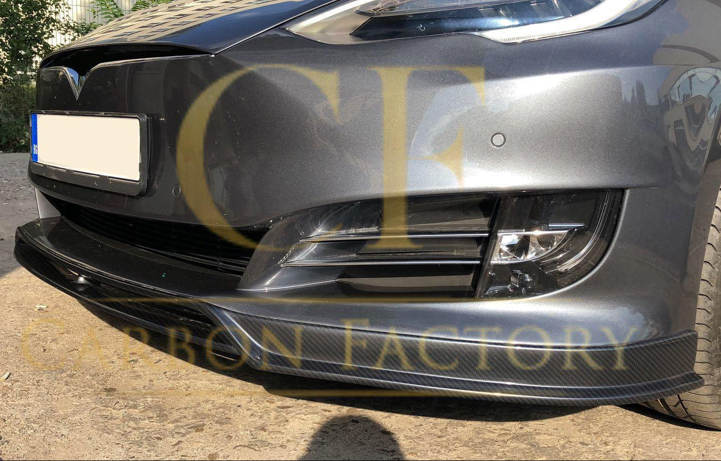 V Style Carbon Fibre Front Splitter for Tesla Model S 16-17 - Carbon Factory