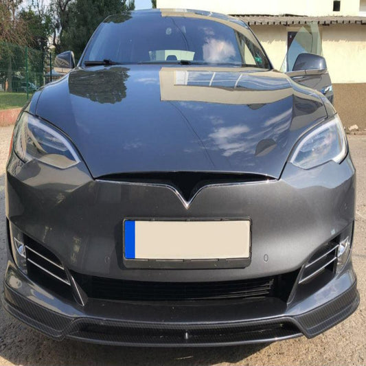V Style Carbon Fibre Front Splitter for Tesla Model S 16-17 - Carbon Factory