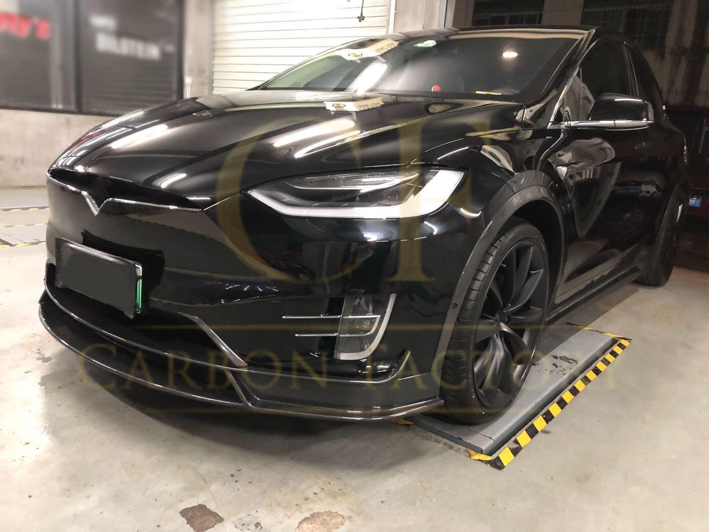 V Style Carbon Fibre Front Splitter for Tesla Model X 16-Present - Carbon Factory