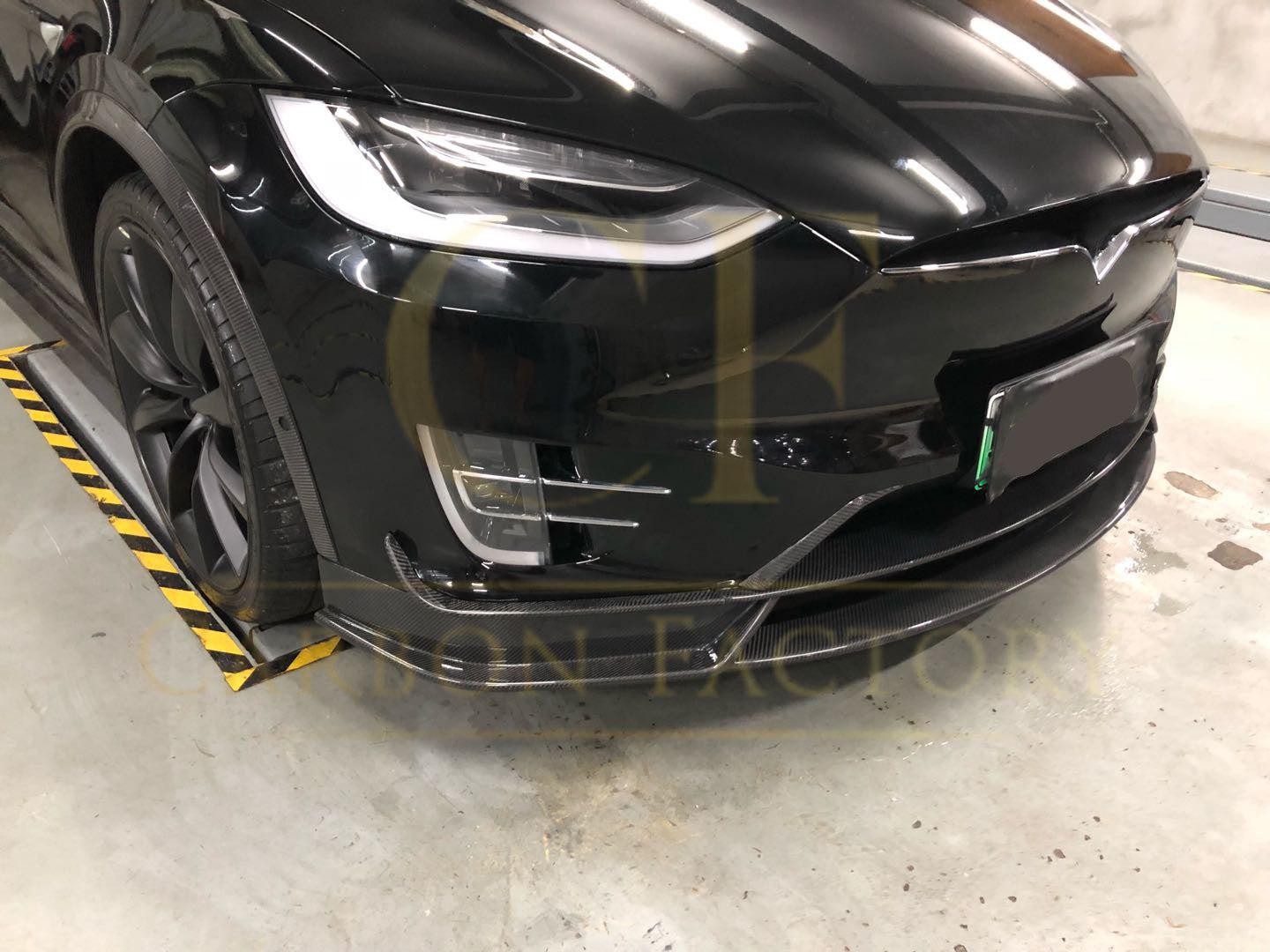 V Style Carbon Fibre Front Splitter for Tesla Model X 16-Present - Carbon Factory