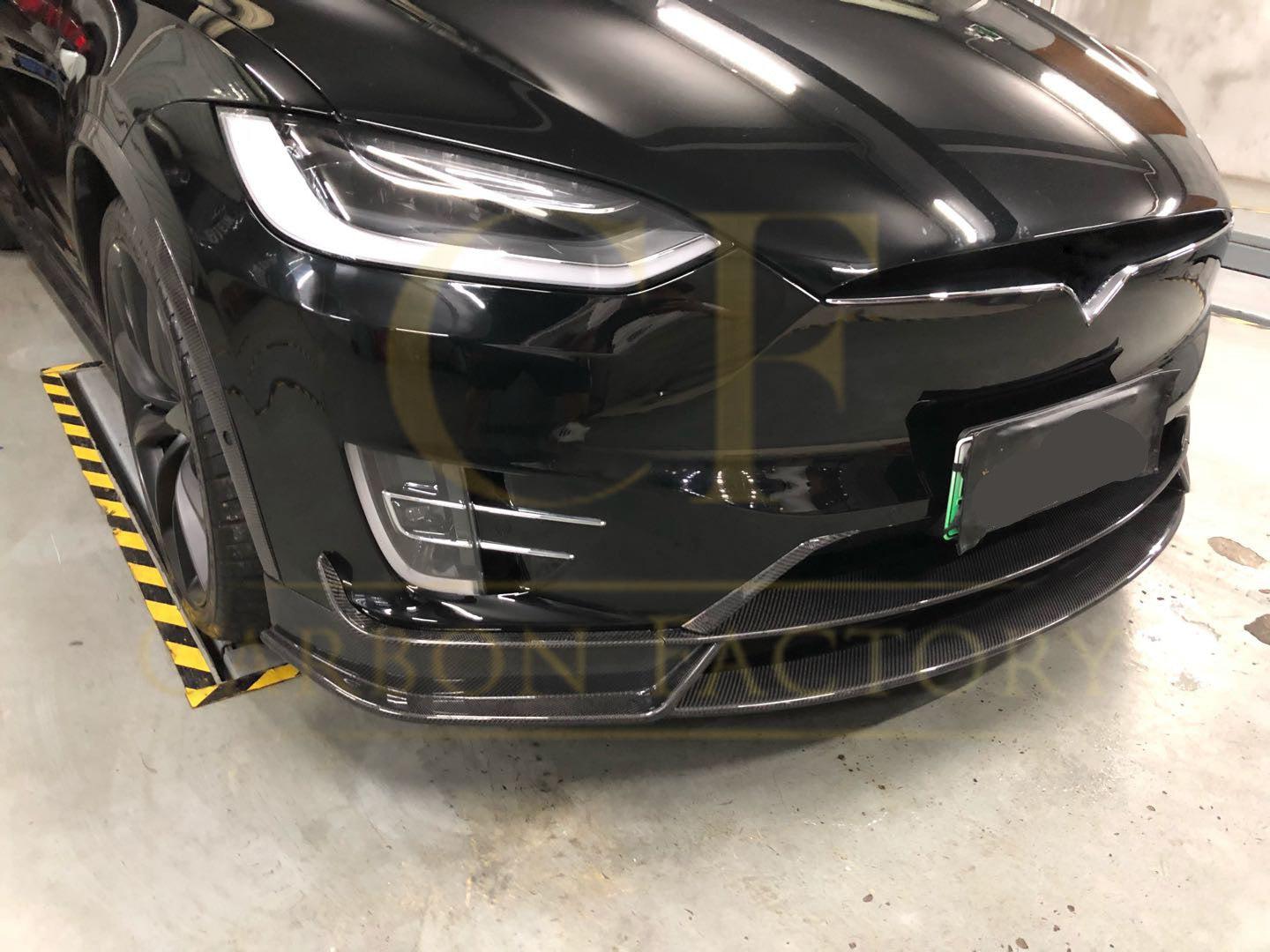 V Style Carbon Fibre Front Splitter for Tesla Model X 16-Present - Carbon Factory