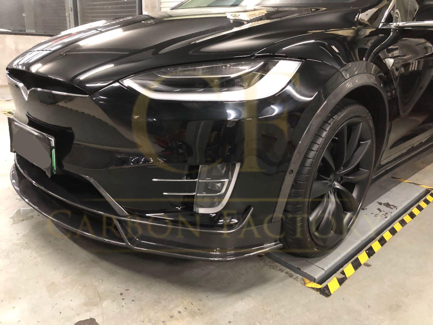 V Style Carbon Fibre Front Splitter for Tesla Model X 16-Present - Carbon Factory
