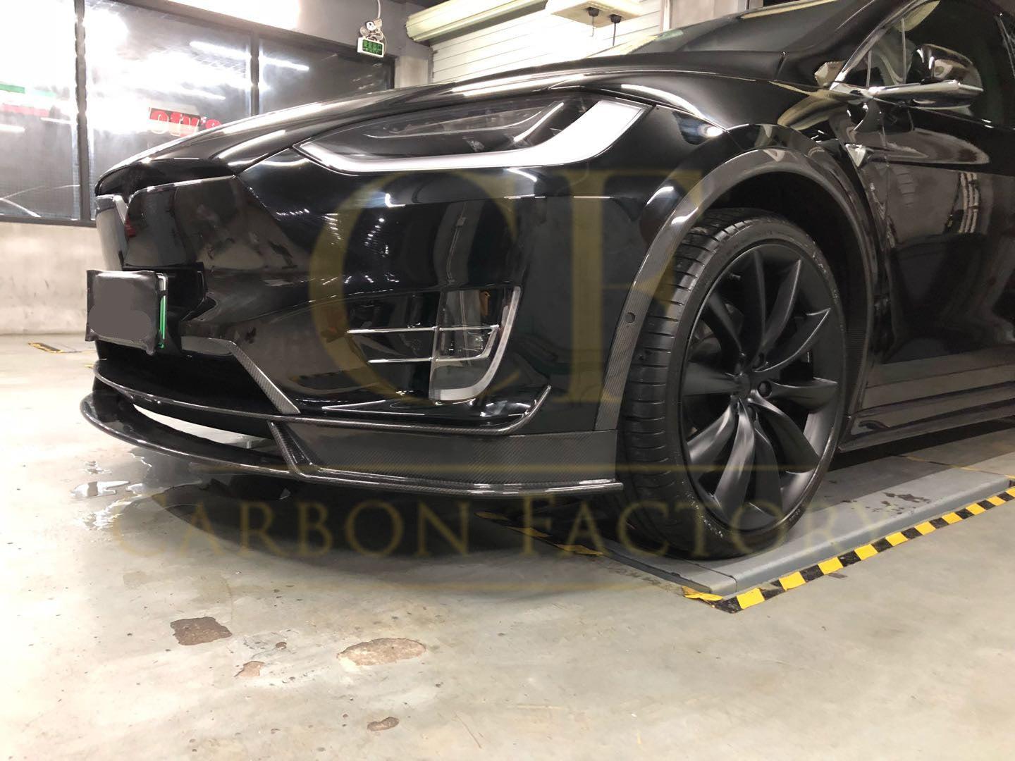 V Style Carbon Fibre Front Splitter for Tesla Model X 16-Present - Carbon Factory
