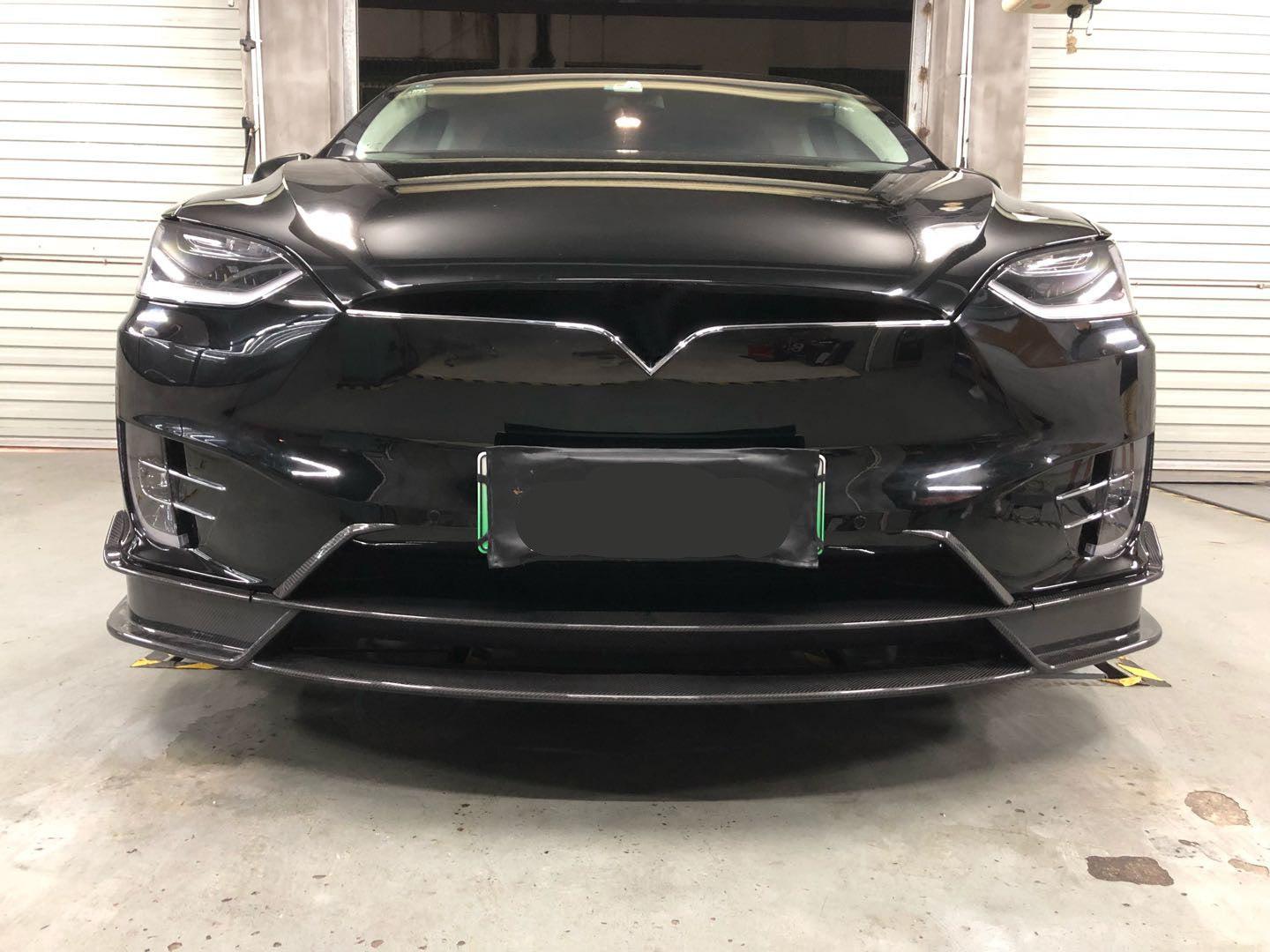 V Style Carbon Fibre Front Splitter for Tesla Model X 16-Present - Carbon Factory