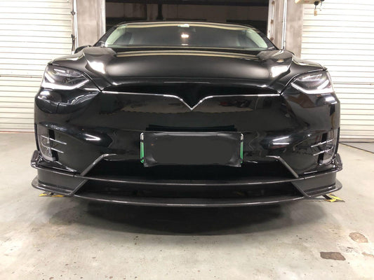V Style Carbon Fibre Front Splitter for Tesla Model X 16-Present - Carbon Factory