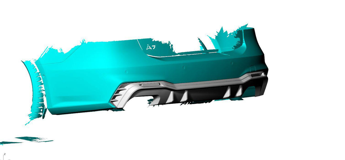 V Style Carbon Fibre Rear Diffuser for Audi 4K A7 S Line S7 19-22-Carbon Factory