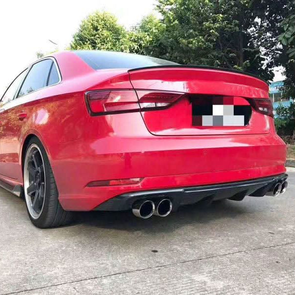 V Style Carbon Fibre Rear Diffuser for Audi A3 Saloon (Non S Line) 17-19 - Carbon Factory
