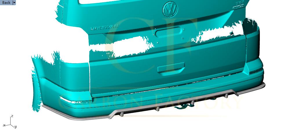V Style Carbon Fibre Rear Diffuser for VW T6 Multivan 15-20-Carbon Factory