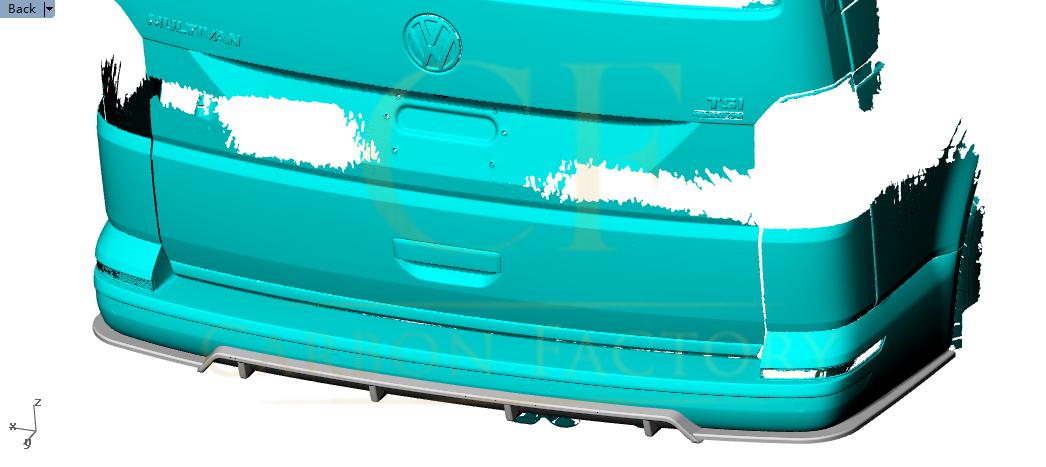 V Style Carbon Fibre Rear Diffuser for VW T6 Multivan 15-20-Carbon Factory