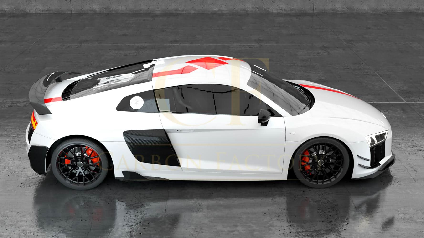 V Style Carbon Fibre Rear Side Skirts Extension for Audi R8 V10 Gen 2 15-19 - Carbon Factory