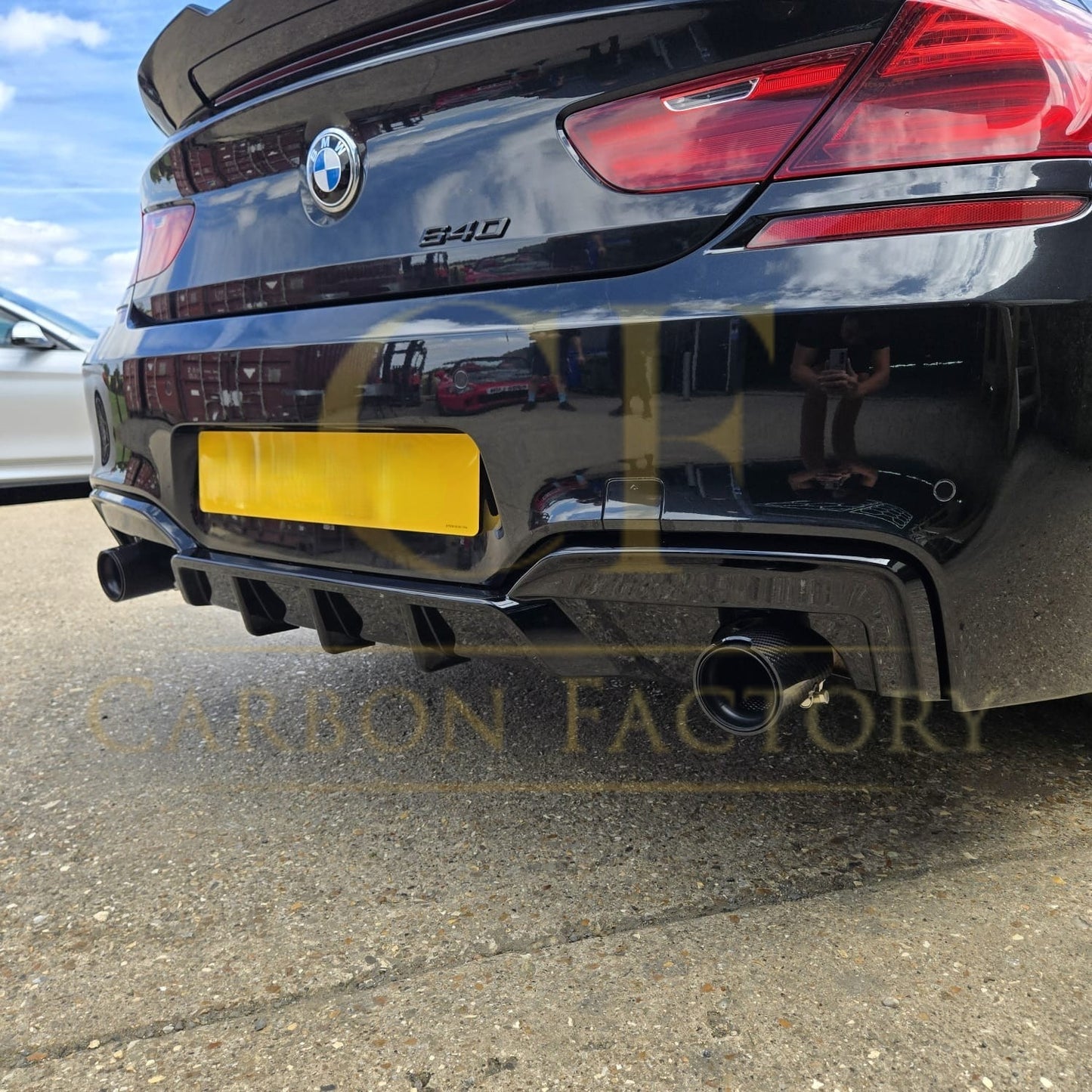 V Style Gloss Black Rear Diffuser Dual Exhaust for BMW 6 Series F06 F12 F13 M Sport 12-17-Carbon Factory
