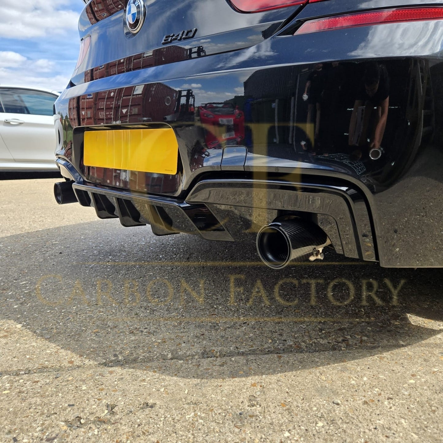 V Style Gloss Black Rear Diffuser Dual Exhaust for BMW 6 Series F06 F12 F13 M Sport 12-17-Carbon Factory