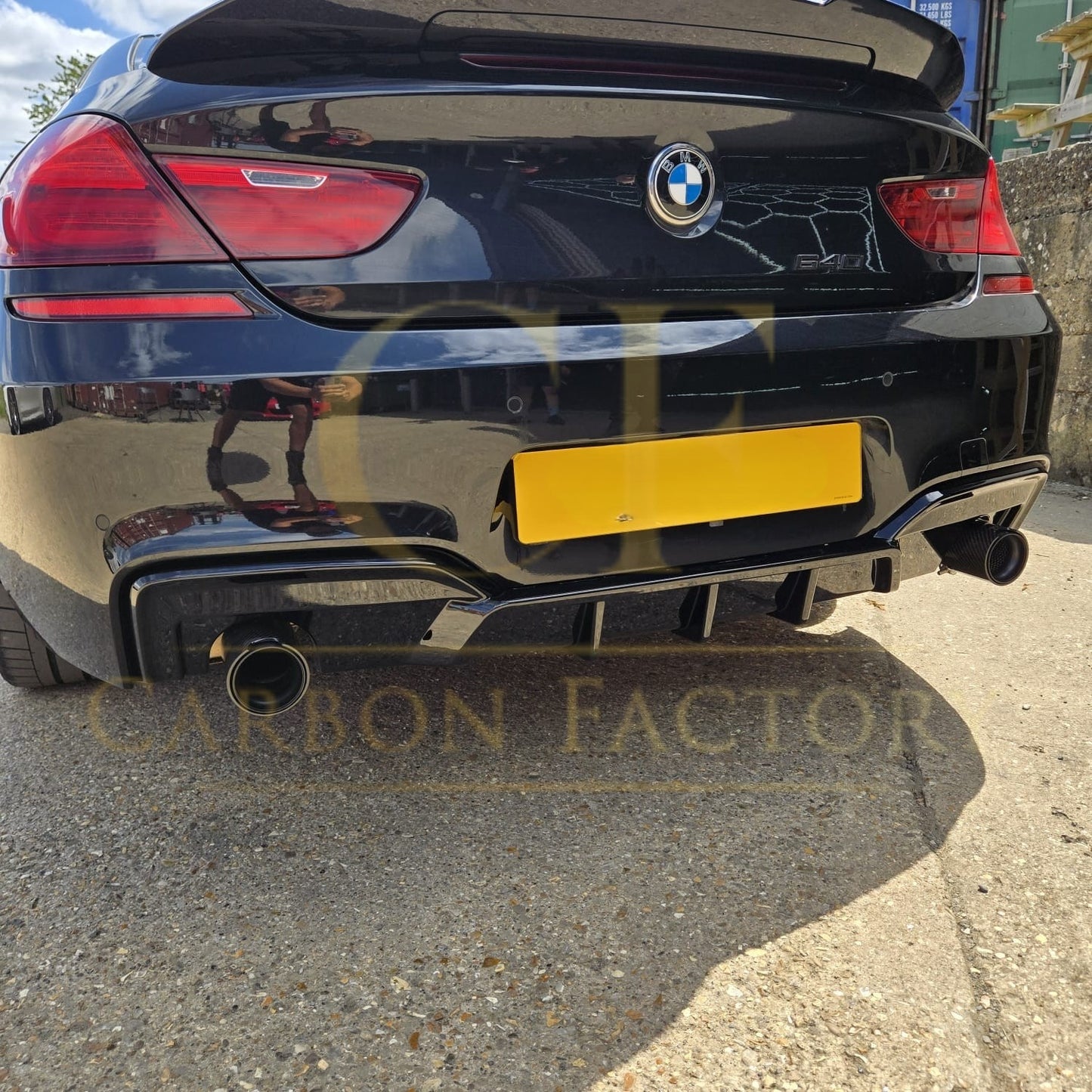 V Style Gloss Black Rear Diffuser Dual Exhaust for BMW 6 Series F06 F12 F13 M Sport 12-17-Carbon Factory