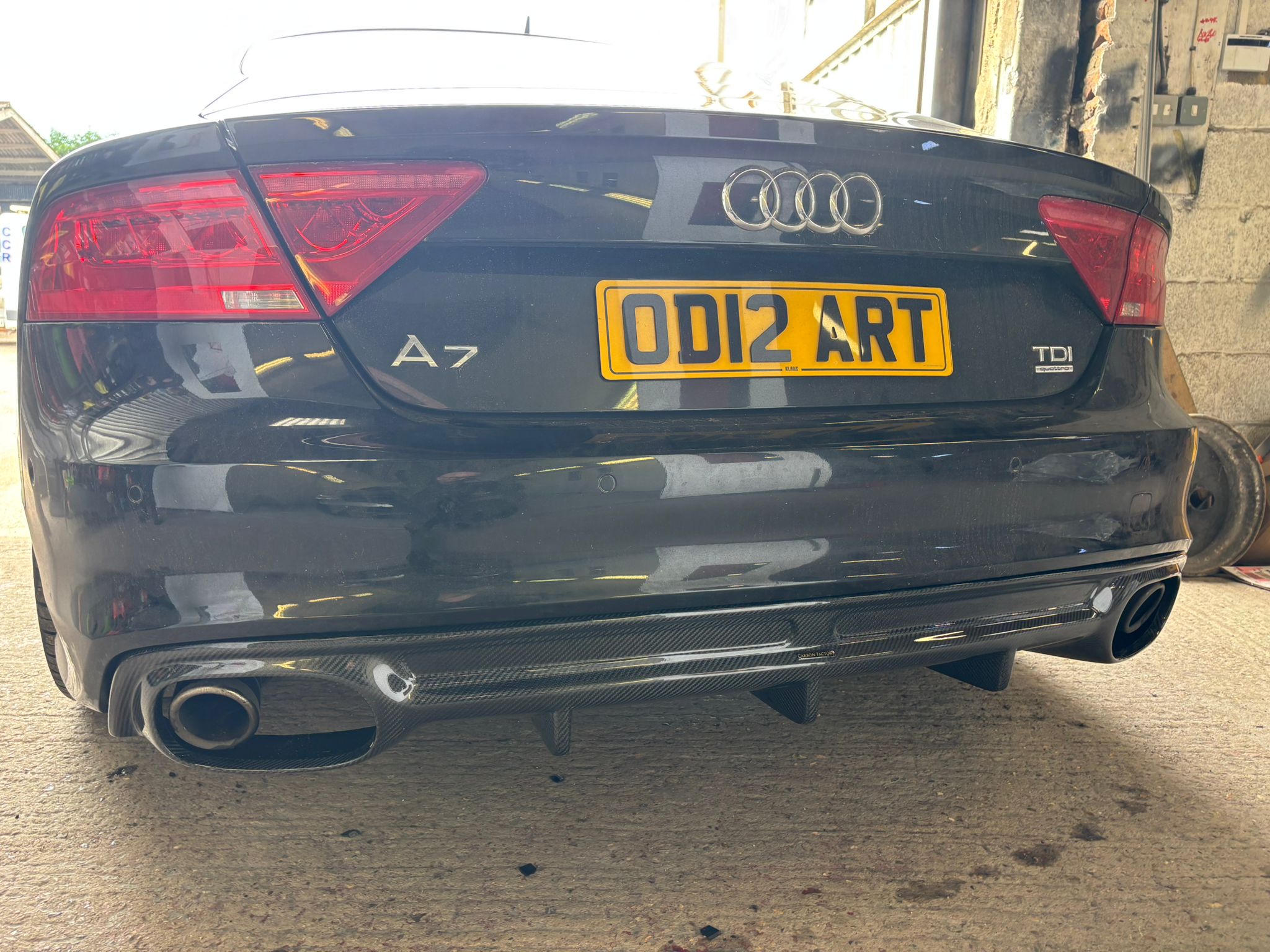V Style Carbon Fibre Rear Diffuser for Audi 4G A7 S Line 10-14 - Carbon Factory