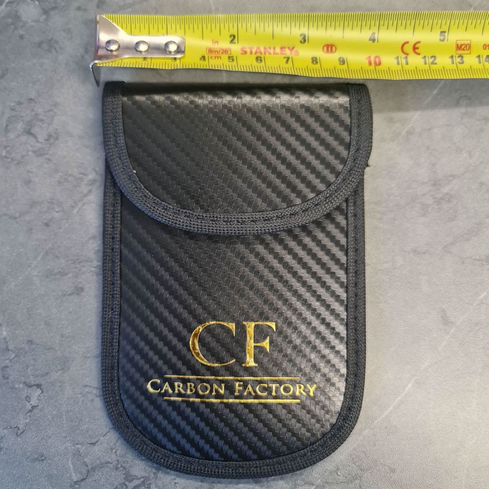 Carbon Factory car key signal blocker pouch made of durable accessories fabric, designed to block key signals and prevent theft.