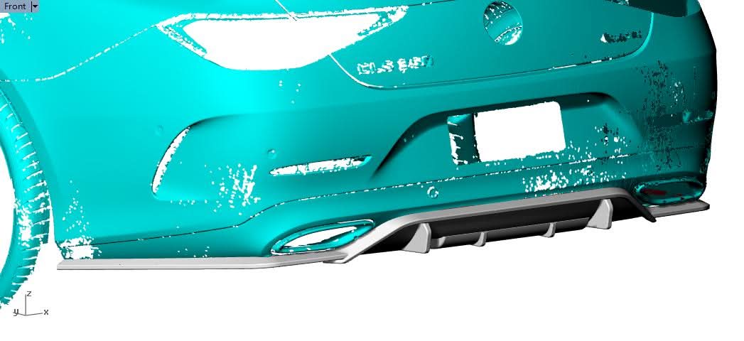 AMG-style carbon fiber rear diffuser for Mercedes-Benz C257 CLS 2019-present, showcasing a sleek, sporty design with detailed carbon fiber texture.