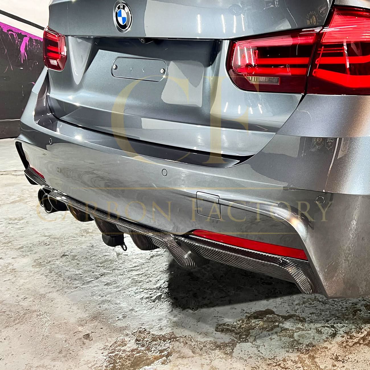 Carbon Fibre Rear Diffuser Twin Exhaust for BMW F30 F31 3 Series 12-19 - Carbon Factory