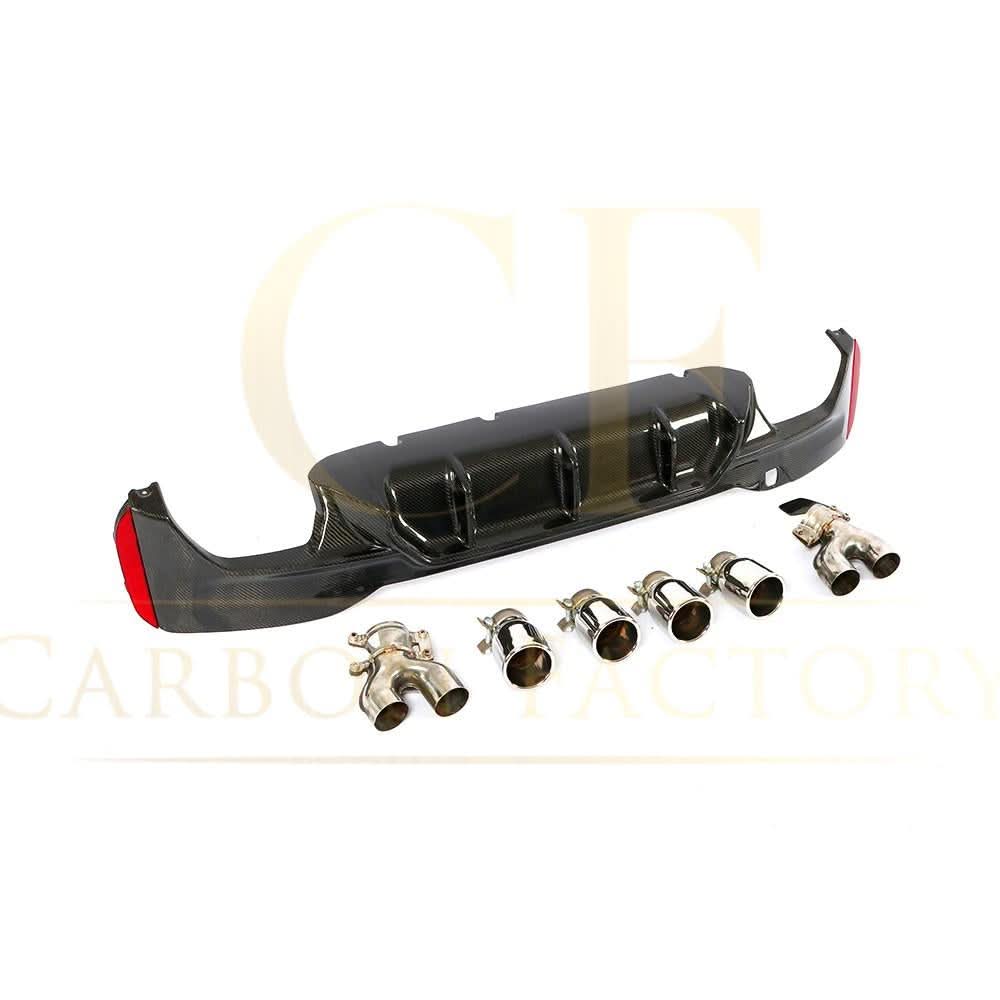 Carbon Fibre Rear Diffuser with Quad Exhaust Pipe for BMW G30 G31 5 Series M Sport 17-23 - Carbon Factory