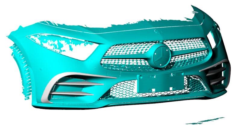 Set of four AMG-style dry carbon fibre canards for Mercedes-Benz C257 CLS exterior trims, enhancing sporty aerodynamic look.