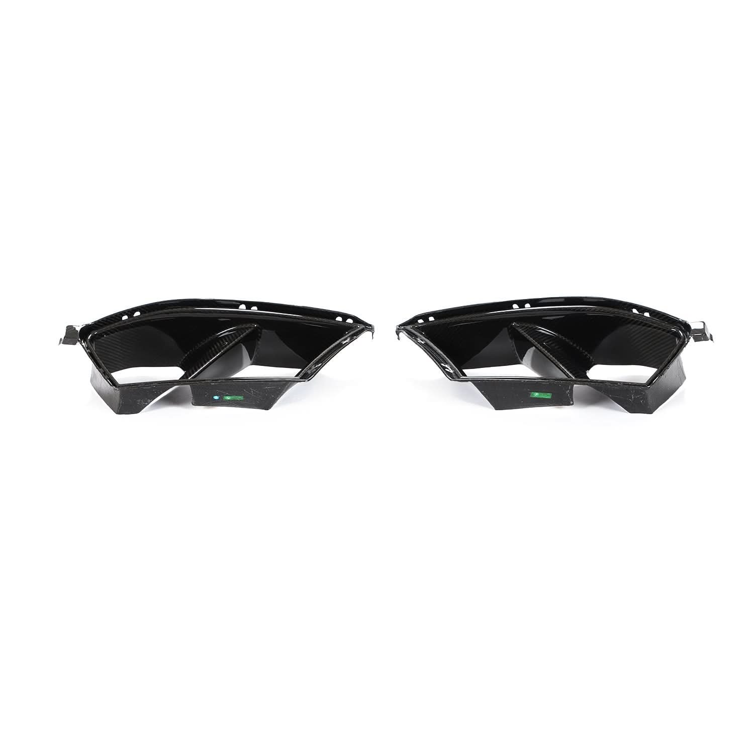 Carbon fiber front bumper inserts for BMW G80 M3, G82 G83 M4 exterior trims, showcasing sleek, lightweight carbon fiber material.